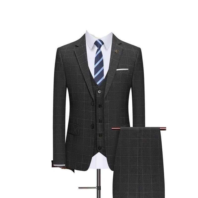 Men's Modern Slim Fit Suit Set 3 Piece Tuxedo Pants Vest for Business Wedding Office Wear