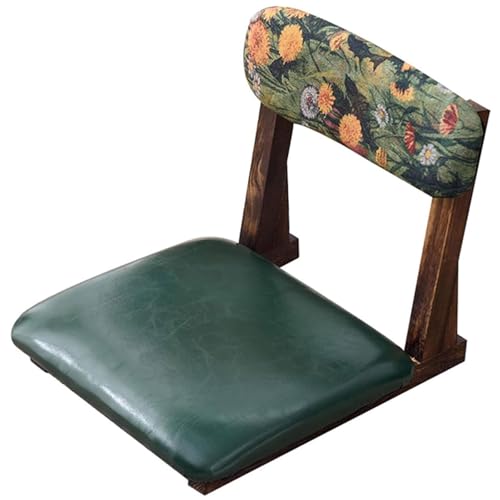 Eleeonora Silla Japonesa Sin Patas,Silla Tatami de Madera con Respaldo,Sillas de Suelo tapizada de Estilo japonés,Comodidad,Marcos de Madera,para Hall de Estar Ventana Mirador