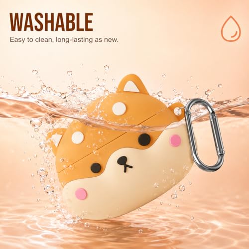 Image of Silicone Case Compatible with Oneplus Buds 4 (2025), Soft Silicone 360 Full Protection Dust-Proof Shockproof Case Cover with Hook (Cover Only) (Shiba Dog)