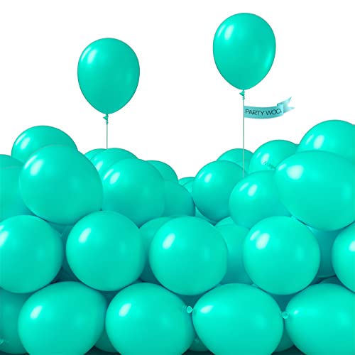 Image of PartyWoo Teal Balloons 100pcs 5 Inch Turquoise Dark Teal Latex Balloons for Baby Shower Wedding Anniversary Gender Reveal Graduation Mermaid Birthday Pool Bachelorette Party Decorations Blue-Y69
