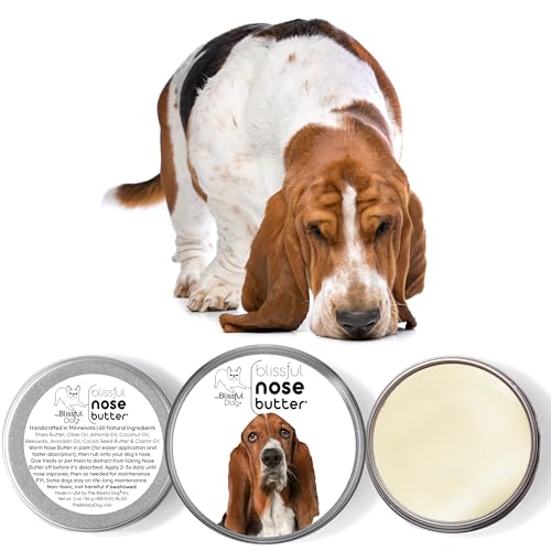 Image of The Blissful Dog Basset Hound Nose Butter for Dry, Cracked Skin, Lick-Safe Dog Nose Balm with Moisturizing Shea Butter, Almond, Olive, and Essential Oils, Pet Supplies, Uncented, 4 oz.