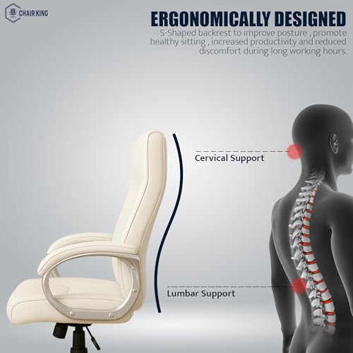 Image of Prestige Premium Leatherette Executive Chair | High Back Ergonomic Office Chair for Work from Home & Office | Height Adjustable, 360 Swivel, 135 Tilt, Chrome Base (1 Pc)
