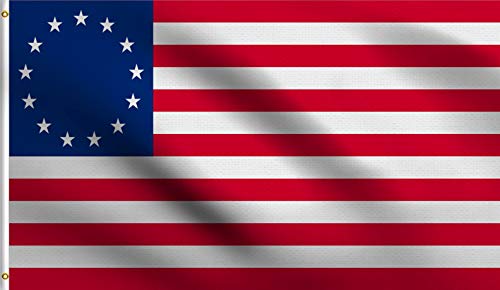 DMSE Betsy Ross Flag 3X5 Ft Foot American USA America Red White and Blue Historical 100% Polyester 100D Flag (3' X 5' Ft Foot)