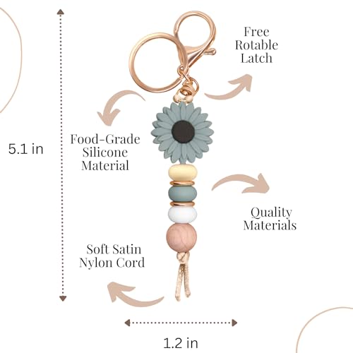 Flower Charm for Women Cute Keychain for Car Keys Silicone Bead Purse Charms for Handback Key Ring - Image 6