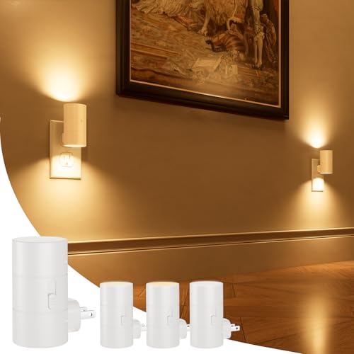 Image of NIORSUN Night Lights Plug into Wall, Dimmable with 3 Color Modes & Auto On /Off Sensor, Ultra-Slim Nightlight for Hallway, Bathroom, Bedroom, Nursery, Kitchen (4 Pack, White)