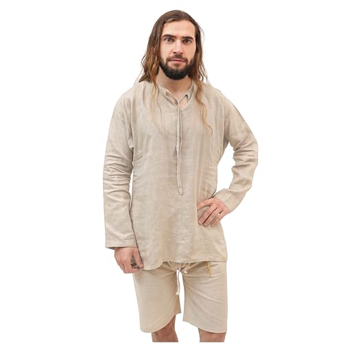 Chemise médiévale en lin et coton d'une finition historique haut de gamme
