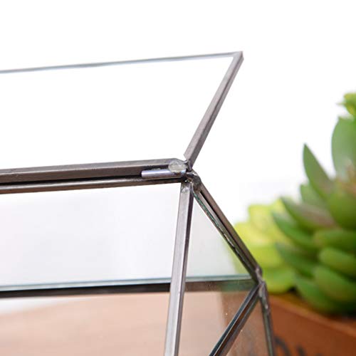 Diarypiece Geometric Glass Terrarium Box, House Shape Close Display With Swing For Succulent #TOP2