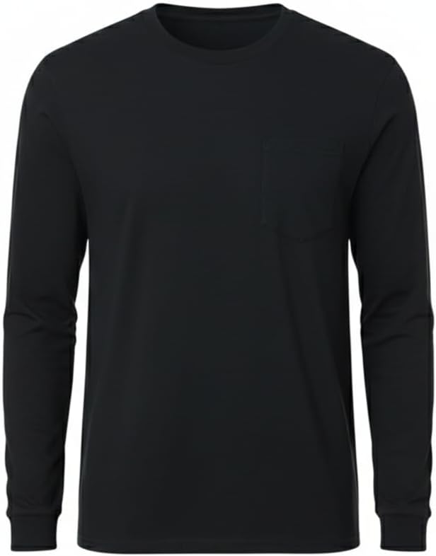 Ultra Cotton Long Sleeve Pocket T-Shirt, 100% Cotton Casual Long Sleeve Tee for Men, S–4XL