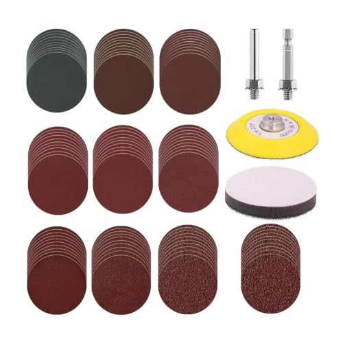 Image of 104 Pcs 3 Inch (75mm) Hook & Loop Sanding Discs – Assorted 80-2000# Grit, with 1/4″ Shank Drill Sander Attachment for Die Grinder & Rotary Tool
