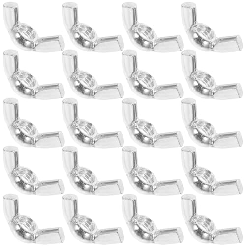 PRETYZOOM 20pcs 5/16-18 Inch White Zinc Plated Butterfly-Shaped Nuts Hand Tighten Fastener Screws Carbon Steel Nuts for Industrial and Mechanical Use