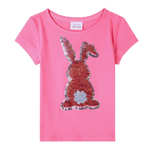 HH Family Easter Shirts for Girls Kids Easter Gift Bunny Flip Sequin T-Shirt Clothing 3-12 Years2