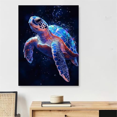 Peinture par numéro adulte tortue de mer animal avec toile 50x70cm et pinceaux