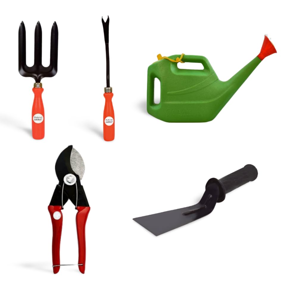 FADMAN Home Gardening Tool KIT (Garden Fork, Weeder, KHURPA, Watering CAN, Double Cut Pruner) FADMAN Home Gardening Tool KIT (Garden Fork, Weeder, KHURPA, Watering CAN, Double Cut Pruner)
