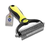 PetCay Premium Unterfellbürste Entfilzungsstriegel für Hunde & Katzen mit Mittel- bis Langhaar - Unterwollbürste gegen Verfilzungen & Unterwolle