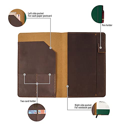Wowlomo Leather Notebook Cover For A5 Moleskine Notebook - 8.3" X 5" Inch Handmade Soft Leather Journal Cover, Vintage Refillable Notebook Cover For Hardcover Notebooks Men|Planner|Gift|Brown #TOP3
