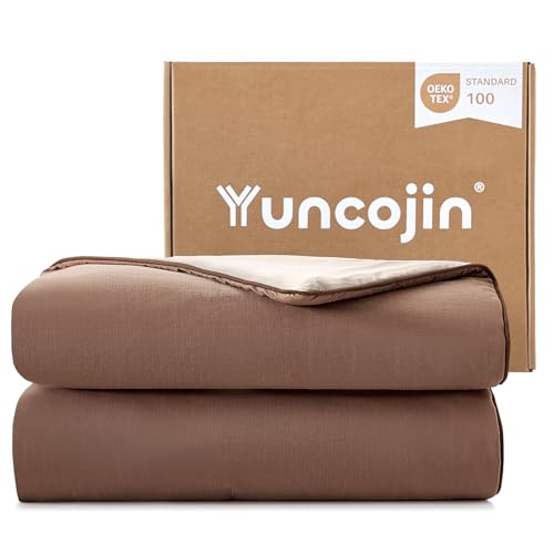 Yuncojin Cooling Comforter King Size,Double-Sided Brown Cooling Blanket for Hot