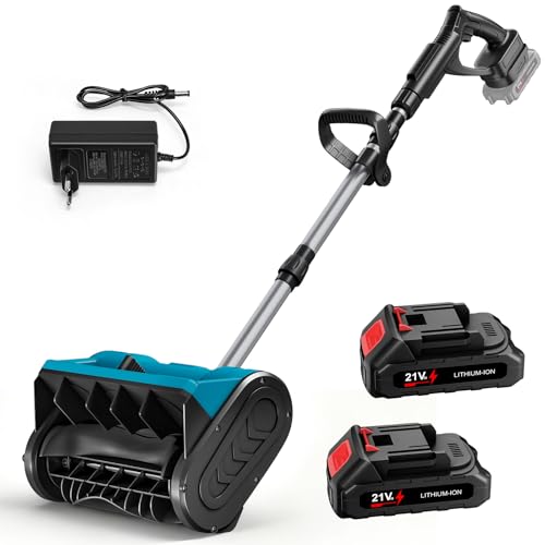 Akku Schneefräse, Akku Schneeschaufel mit 1000W Bürstenloser Motor mit 2×2,0 Ah Batterie und Ladegerät, 30 cm Räumbreite, 20 cm Räumhöhe, bis zu 10 m Wurfweite, Einstellbare Auswurfrichtung