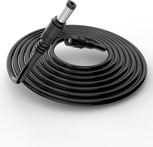 Image of KEBILSHOP Male to Female DC Power Extension Cord 2.1x5.5mm DC 12V Power Adapter Extension Cable, for CCTV Security Cameras, Wireless IP Network Camera, DVR, LED Light Strip (10 Meter)
