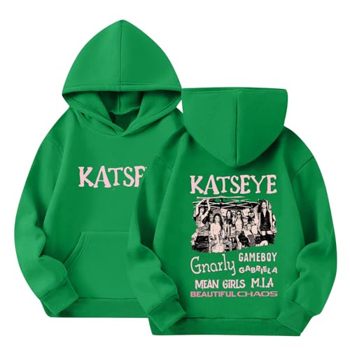 BCGQVZES Katse.ye Hoodies for Kids Katse.ye Merch Sweatshirts Fashion Music Album Graphic Long Sleeve Hoodied Concert Streetwear,3-4 Years,02-Green