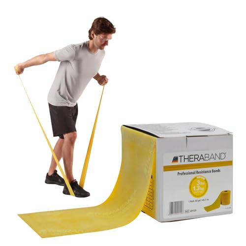 THERABAND Resistance Band, Yellow, Light, 50-Yard Roll, Latex Elastic Band