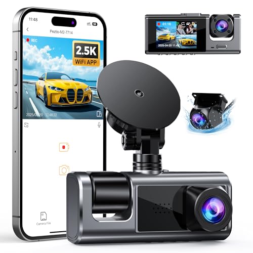 3-Channel WiFi Car Dash Cam with 64GB SD Card