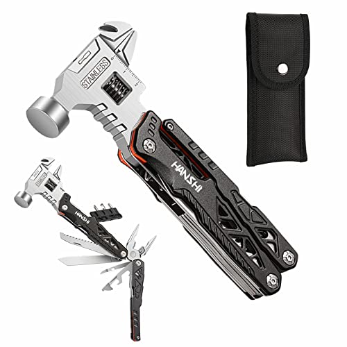 HANSHI Upgraded Adjustable Wrench Multitool Hammer with YG10 Tungsten Steel Replaceable Wire Cutters for Men