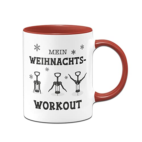 Tassenbrennerei Original - Tasse mit Spruch Mein Weihnachts-Workout - Kaffeetasse, Weihnachtstasse lustig Glühweinbecher (Rot)