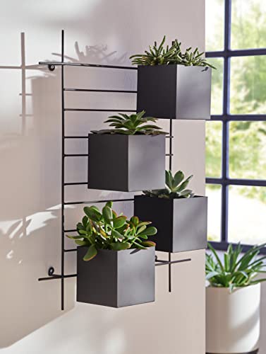 Dekoleidenschaft Wandpflanzer Industrial aus Metall, schwarz, Gestell + 4...