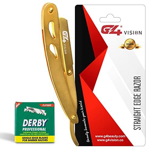 G4 Professional Straight Edge Razor For Men With 100-Pack Replaceable Derby Blades Barber Single Blade Shaving Razor -Navajas Para Barbero #TOP5
