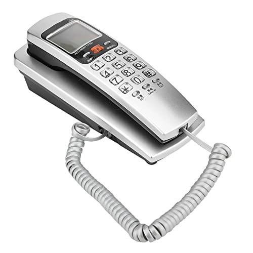 Corded Phone, Landline Phones for Home Wall Mounted Telephone with FSK/DTMF Standard Caller ID, Callback, One Key Replay Function (Silver)