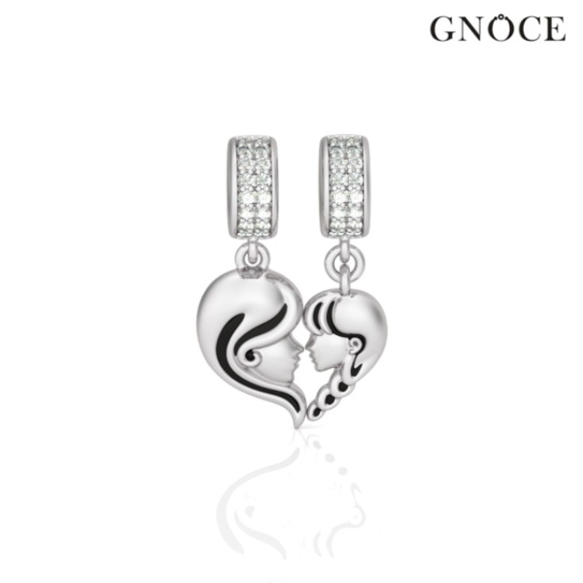 Ciondolo Cuore Con Sabbie Mobili Glitter - Argento 925, Per Bracciali E Collane