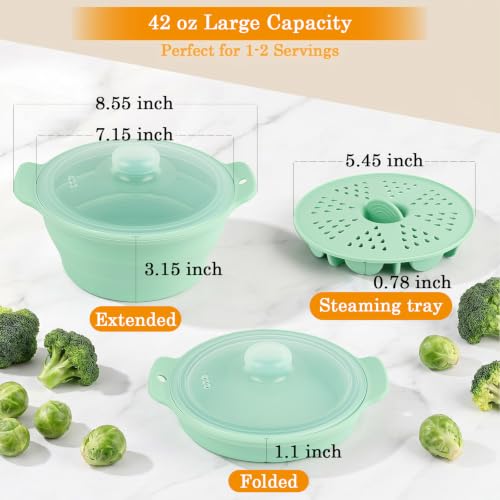 Vaporizador de silicona para microondas y estante de vapor para verduras 4