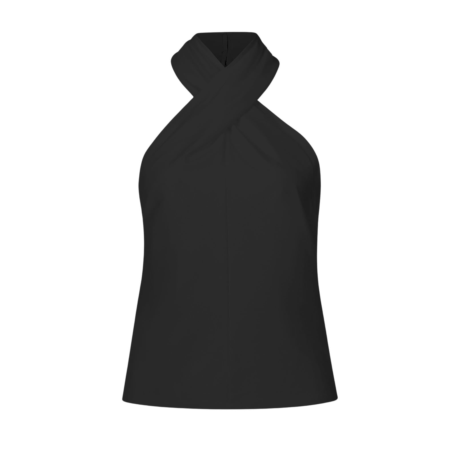 T-shirt e canotte da donna, estive, con allacciatura al collo, top da spiaggia, senza maniche, elegante, casual, sexy, basic, schiena scoperta, tinta unita