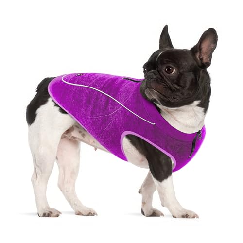 Image of Insulated Fleece Sweater for Dogs | Lightweight Warm Dog Vest | Zipper Port for Harness | Cold Weather Winter Jacket | Rain Snow Repellant Coat | Adjustable for Small Medium Large Girl Dogs (Purple /S)