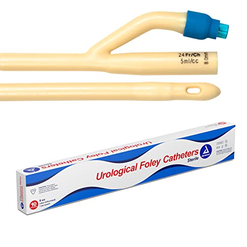 Dynarex 4944 Foley Catheter, Sterile, Medical-Grade, Soft and Flexible 2 Way, 5 cc, 24FR, Pack of 100