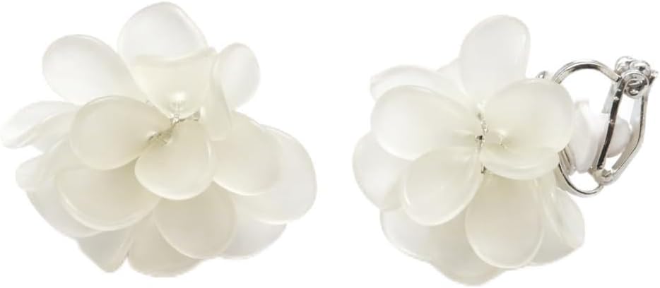 Flower Clip On Earrings For Women, Fashion Acrylic Floral Earrings No piercing Earrings Summer Earrings Jewelry Gift