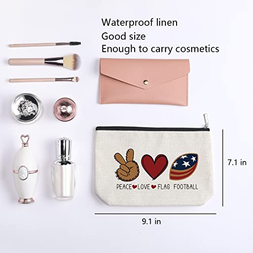 kdxpbpz Football Travel Pouch Flag Football Bag Football Gifts Football Mom Gifts C Team Coach Gifts Sport Fans Gifts for Football Lovers Players Birthday Gifts - Peace Love Flag Football - Thumbnail 2