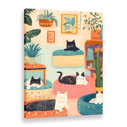 Five Cats At Play art mural pour créer une ambiance chaleureuse en famille