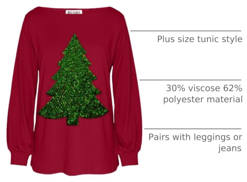Sequin Christmas Tree Bishop Sleeve Tunic Top for Women - Image 4