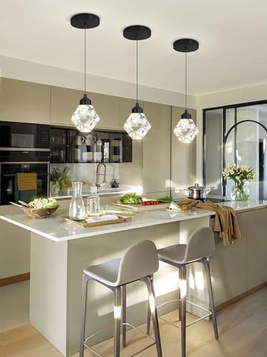 Luminária Pendente De Cristal Para Ilha Cozinha, Lustre Preto, Su...