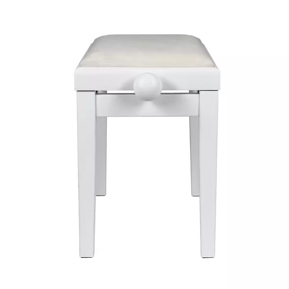 WOODBRASS KBE40 - Banqueta de piano blanco mate, regulable en altura, asiento aterciopelado, taburete teclado elegante, robusto y cómodo