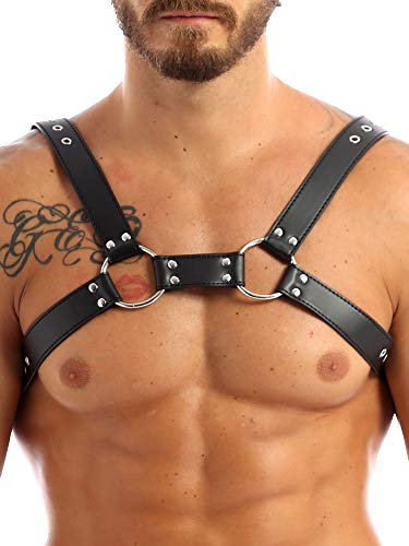 CHICTRY Men s Gothic Adjustable Leather Chest Harness Strap Clubwear Costume Black One Size