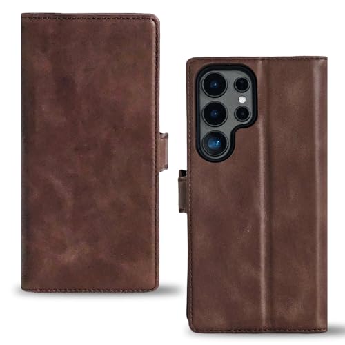 Étui en cuir de première qualité Samsung Galaxy S24 Ultra marron