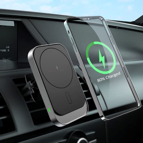UNIQUORS Magnetisches Kabelloses Handyhalterung Auto Ladegerät, Wireless Car Charger, kompatibel mit MagSafe Autohalterung Schnellladegerät für iPhone 12/12 Pro/12 mini/12 Pro Max Cover
