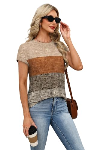 Image of Alaroo Womens Summer Tops Short Sleeve Shirts Crew Neck Tshirt Cute Trendy Tunic Blouses (S-3XL)