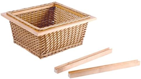 PULL OUT WICKER BASKETS KITCHEN STORAGE LARDER BASE UNIT + SOLID BEECH RUNNERS (600mm)