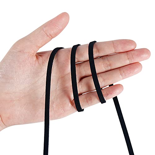 Cordón de gamuza de 5 mm plano, tira de piel sintética negra para hacer collares 3