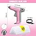 WORKPRO Pink Cordless Mini Hot Glue Gun, Energy Saving Rechargeable Fast Heating Glue Gun Kit with 20 Pcs Mini Glue Sticks, Automatic-Safety-Power-Off Glue Gun for Decoration, Art - Pink Ribbon