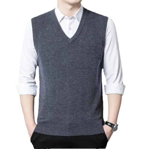 Men V-Neck Sleeveless Cashmere Solid Color Cashmere Slim Fit Knitting Sweater Vests