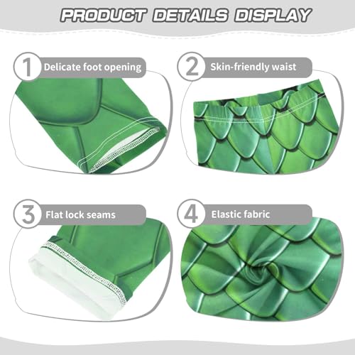 Snake Dragon Green Scales Girl's Leggings for Kids Toddler Girls Sweatpants Legging Pants Ballet Tights 4T3